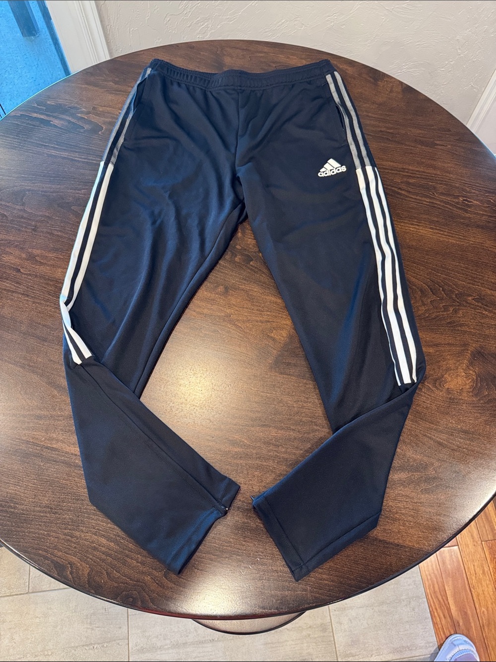 adidas Navy Joggers with White Side Stripes